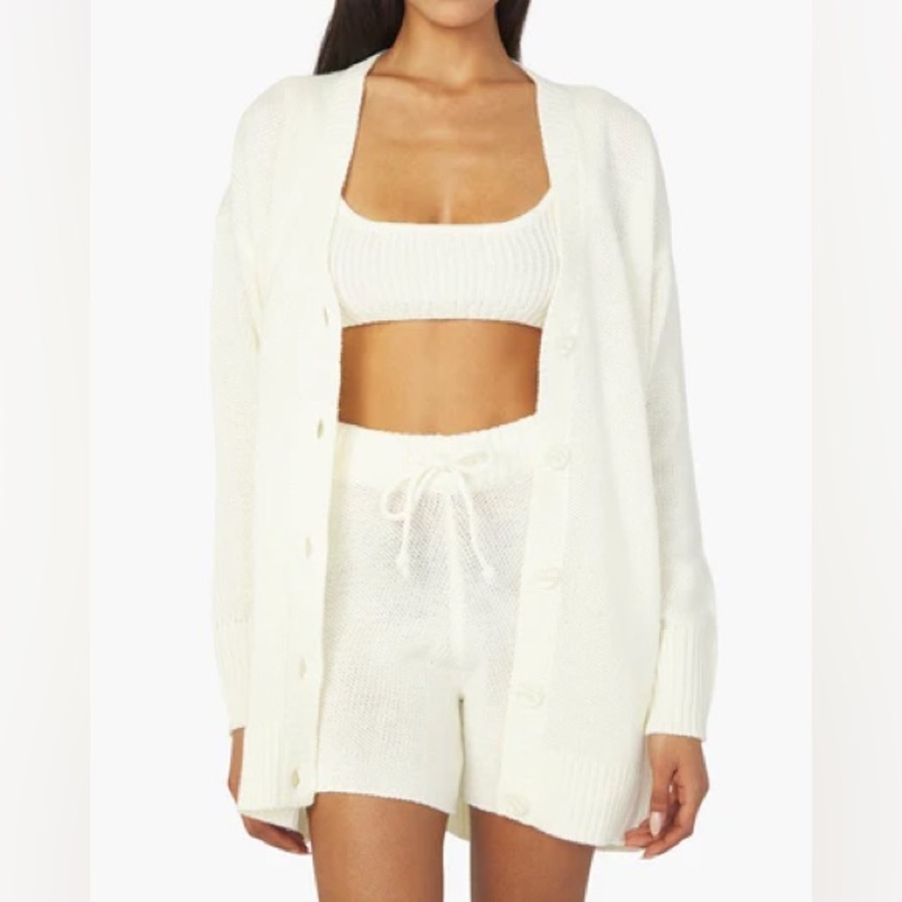 Weworewhat Knit Top Shorts Cardigan Sweater Set Size Medium